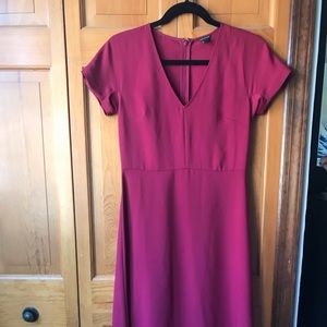 Burgundy V-Neck Aline Dress from Ann Taylor